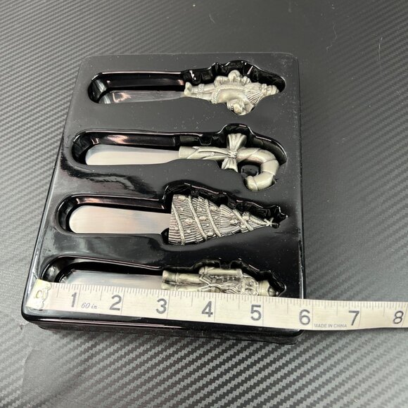 Belk Holiday Cheese Butter Spreaders Santa Candy Cane Nutcracker Tree Set of 4 - Picture 5 of 8